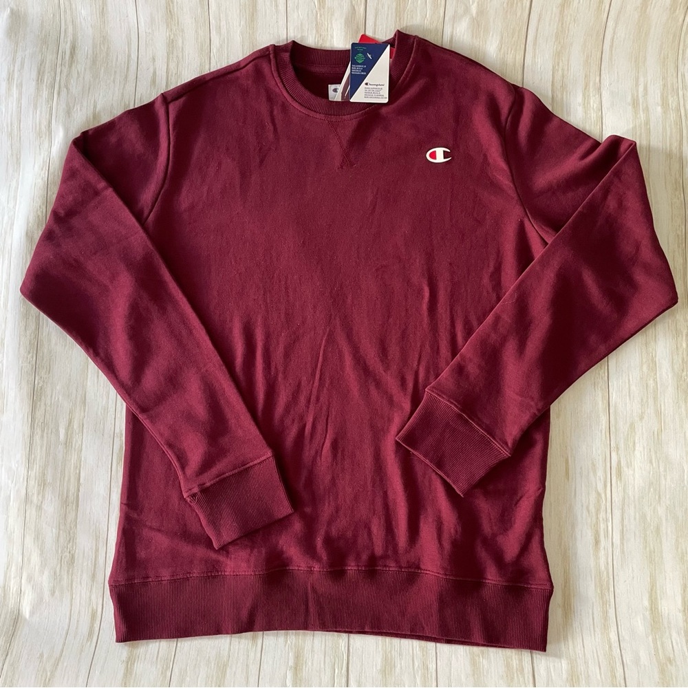 NWT Champion Men Crewneck Sweater Medium Burgundy/red